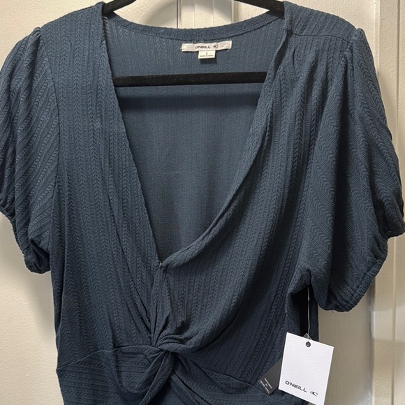 O'Neill Tops - O'Neill Blue Wrap Tie Front Short Sleeve Blouse